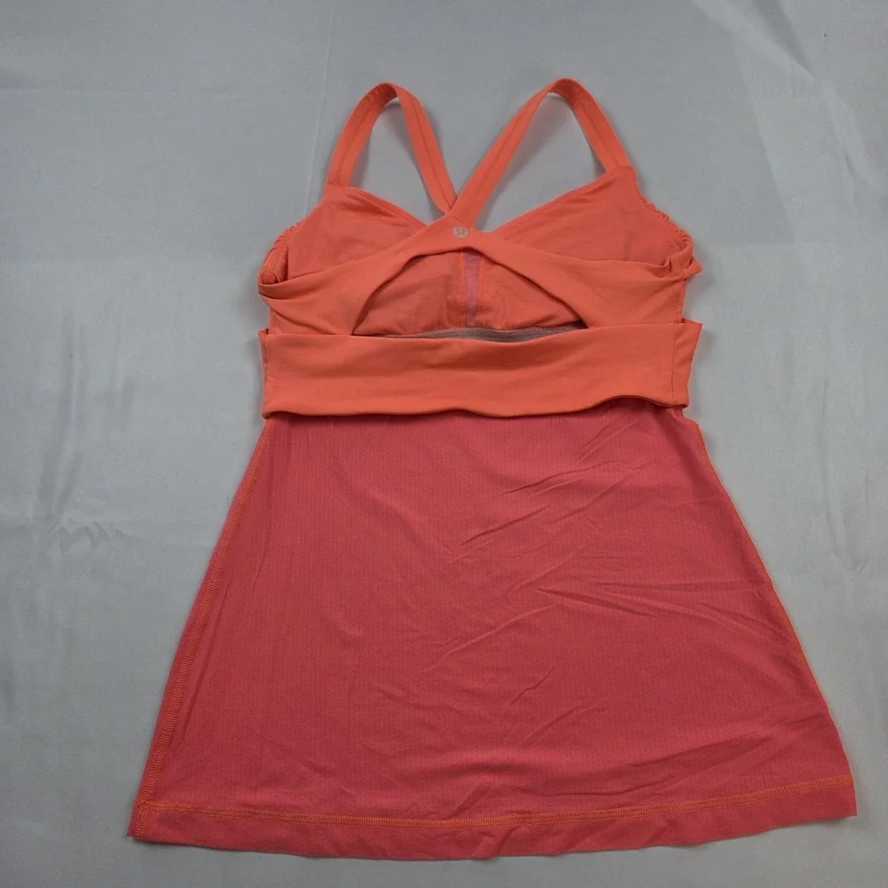 Lululemon Tank Top Womens 6 Pink Orange Built In Bra Colorblock Yoga Athletic